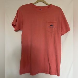 Men’s pink/salmon size small fish hippie t-shirt. Good condition